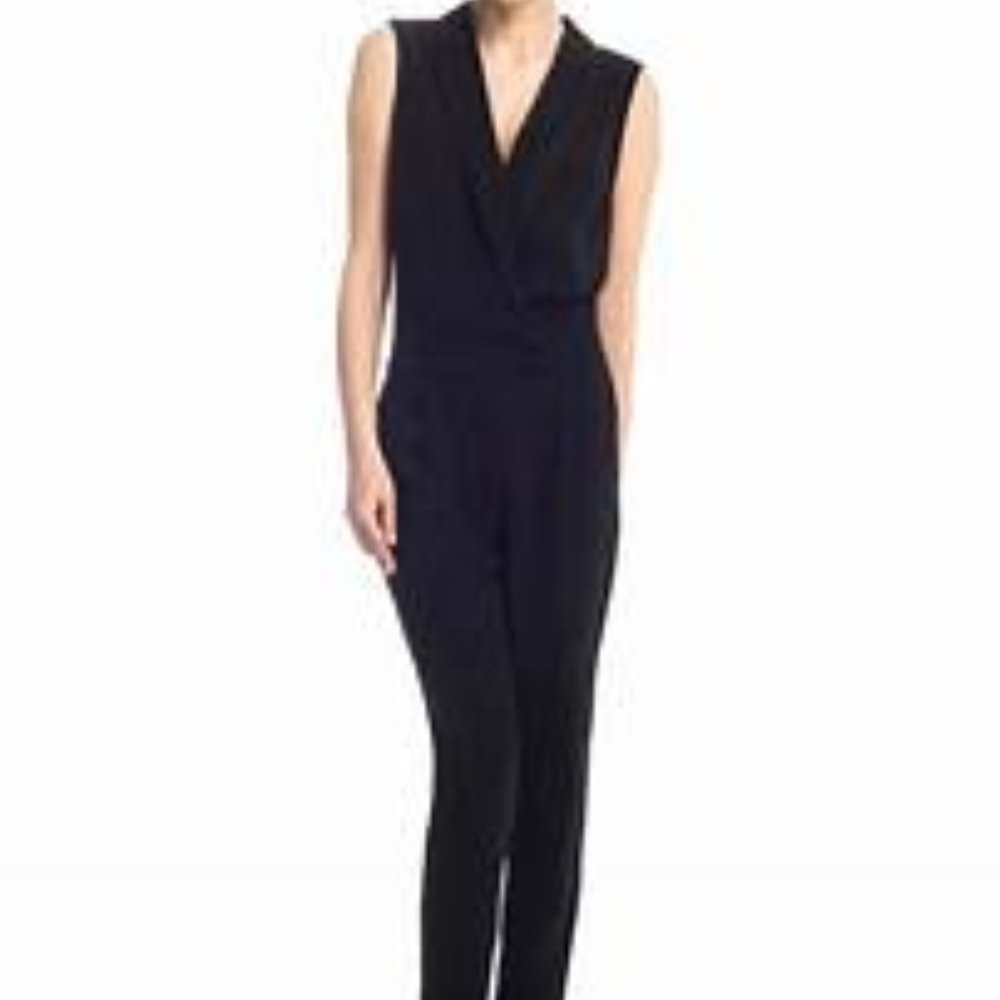 SIZE:12 LAUNDRY BY SHELLI SEGAL (NEIMAN MARCUS) BLACK SLVLSS WIDE LEG JUMPSUIT